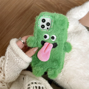 Langue drôle qui sort étui de téléphone portable en peluche pour iPhone