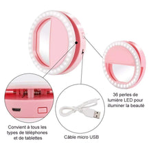 Charger l&#39;image dans la galerie, Anneau de Lumière LED Rechargeable Pour Selfie