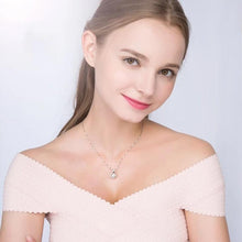 Charger l&#39;image dans la galerie, Collier forme de coeur serti de rose