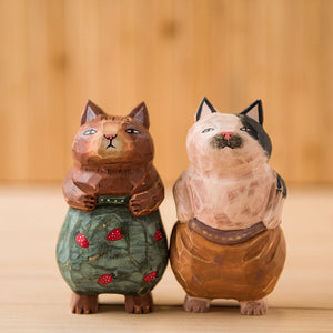 Ornement chaton sculpté en bois