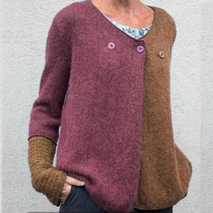 Pull en Tricot de Couleur Contrastée