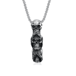 See No Evil Skulls Collier pour homme