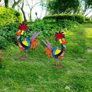 Statue drôle de coq de jardin