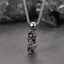 Charger l&#39;image dans la galerie, See No Evil Skulls Collier pour homme