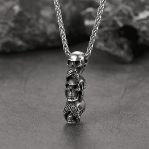 See No Evil Skulls Collier pour homme