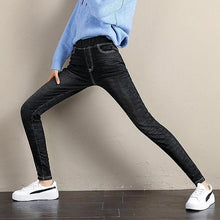 Charger l&#39;image dans la galerie, Leggings en Denim Doublé de Peluche