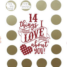 Charger l&#39;image dans la galerie, Avent à gratter de la Saint-Valentin &quot;14 choses que j&#39;aime ou que nous aimons chez toi&quot;.