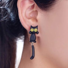 Charger l&#39;image dans la galerie, Boucles d&#39;Oreilles Uniques Chat Yeux Jaunes