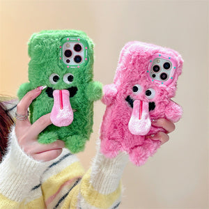 Langue drôle qui sort étui de téléphone portable en peluche pour iPhone