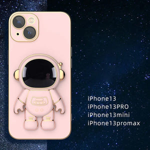 Couverture de cas d'iphone de support caché d'astronaute de placage 6D