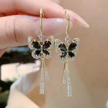 Charger l&#39;image dans la galerie, Boucles d&#39;Oreilles Pampille Papillon Cristal