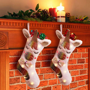 Ciaovie™Licorne Chaussettes de Noël Décoration (Avec Lumière LED) - ciaovie