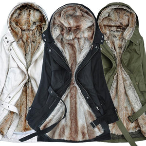 Manteau d'hiver pour femmes avec fausse fourrure amovible - ciaovie