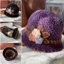 Charger l&#39;image dans la galerie, Chapeau en laine tricoté à fleurs épaisses pour femmes