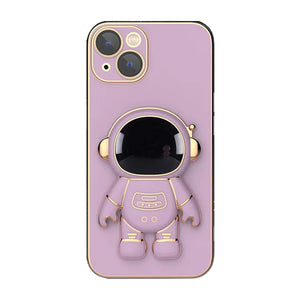 Couverture de cas d'iphone de support caché d'astronaute de placage 6D