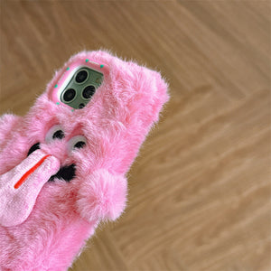 Langue drôle qui sort étui de téléphone portable en peluche pour iPhone