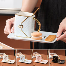 Charger l&#39;image dans la galerie, Tasse créative en forme de sac à main avec soucoupe et cuillère