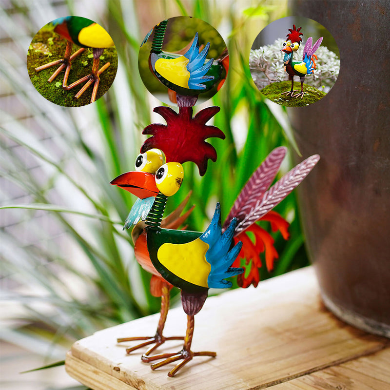 Statue drôle de coq de jardin