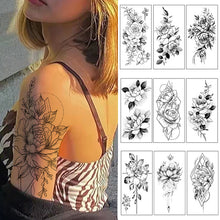 Charger l&#39;image dans la galerie, Autocollants de tatouage de fleur de croquis