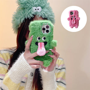 Langue drôle qui sort étui de téléphone portable en peluche pour iPhone