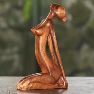 Sculpture de Yogi en bois