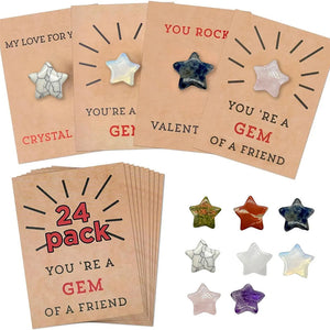 24 cartes de Saint-Valentin avec cristaux en forme d'étoile
