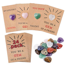 Charger l&#39;image dans la galerie, Paquet de 24 cartes de Saint-Valentin avec cristaux en forme de cœur