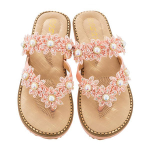 Ciaovie Pince à Fleurs Bout Ouvert Plateforme à Talons Pantoufles de Plage de Bohême - ciaovie
