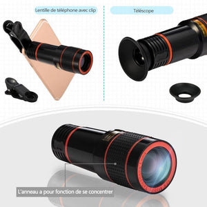 Kit d'objectif pour caméra de téléphone 12X - ciaovie