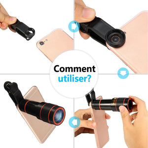 Kit d'objectif pour caméra de téléphone 12X - ciaovie