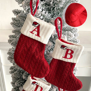 Bas en tricot avec lettre de Noël