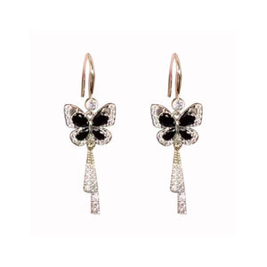 Boucles d'Oreilles Pampille Papillon Cristal