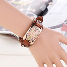Charger l&#39;image dans la galerie, Montre pour Femme Vintage en Cuir et Pierre à Quartz